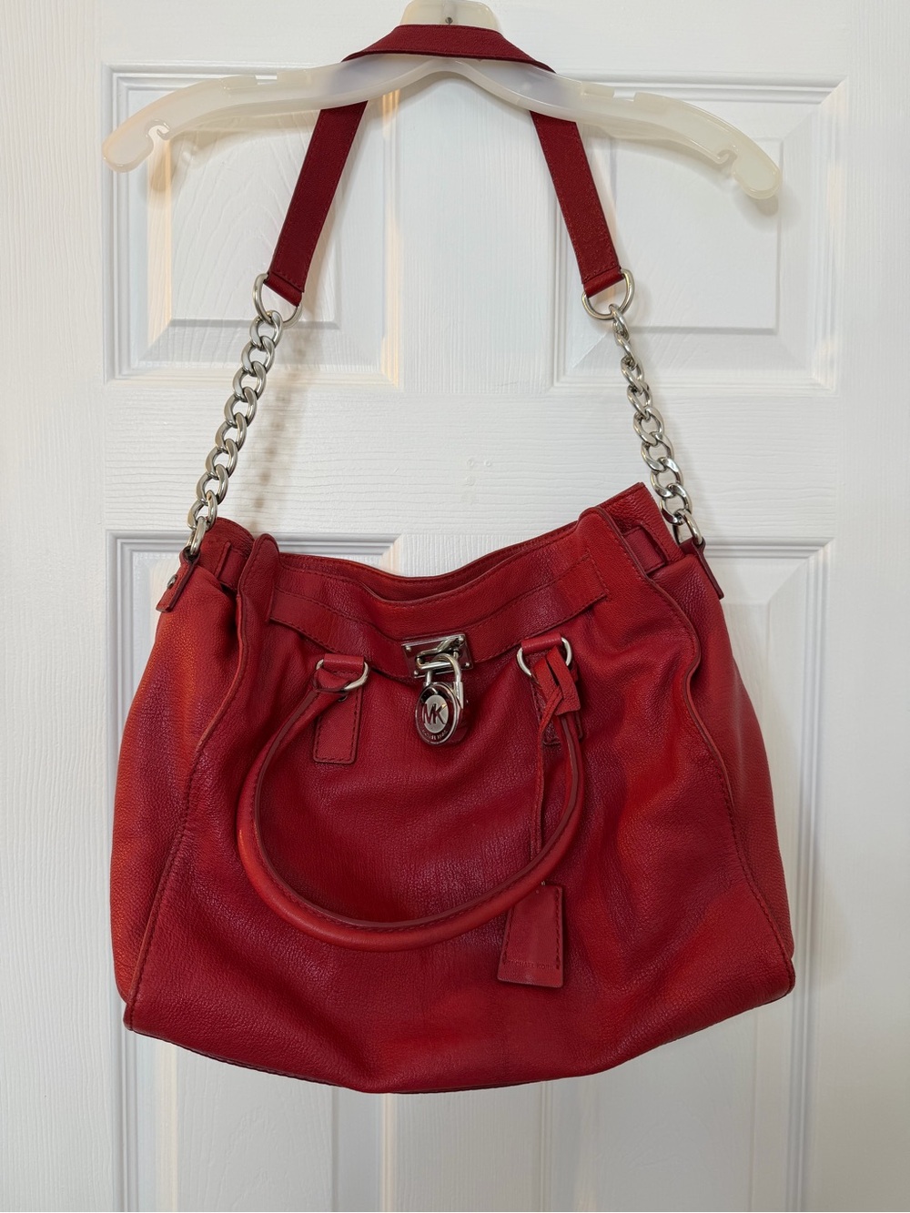 Michael Kors Red Leather Chain-Handle Shoulder Bag
